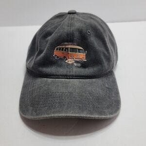 Volkswagen VW Bus Graphic Dad Hat Washed Black Cotton Adjustable Baseball Cap